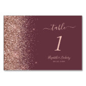 Modern Dark Bourgogne Roos Gouden Glitter Bruiloft Kaart (Achterkant)