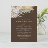 Modern Dark Brown Floral & Palm Wedding Kaart (Staand voorkant)