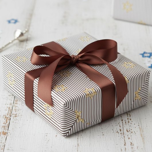 Modern Dark Brown Jewish Gold Star of David Cadeaupapier