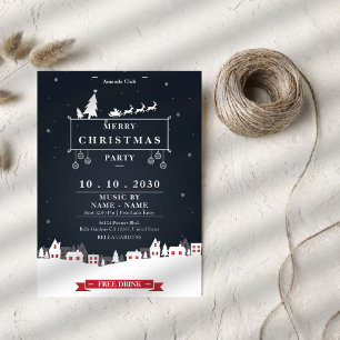 Modern Dark Christmas Party Uitnodiging