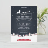 Modern Dark Christmas Party Uitnodiging (Staand voorkant)