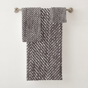 Modern Dark Coffee Brown Herringbone Bad Handdoek
