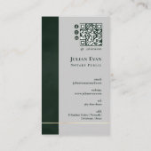 Modern Dark Emerald Green Gold Quill Notary Public Visitekaartje (Achterkant)
