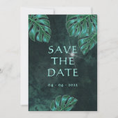 Modern Dark Emerald Tropical Foliage Save the Date (Voorkant)