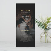 Modern Dark Faded Photo Gold & Black Wedding Kaart (Staand voorkant)
