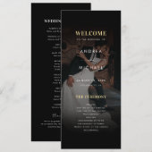 Modern Dark Faded Photo Gold & Black Wedding Kaart (Voorkant / Achterkant)