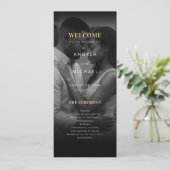 Modern Dark Faded Photo Gold & Black Wedding Programmakaart (Staand voorkant)