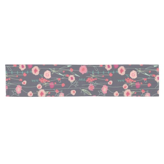 Modern Dark Floral Korte Tafelloper (Horizontaal)