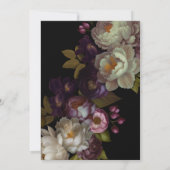 Modern Dark Floral | Moody Black en White Wedding Kaart (Achterkant)