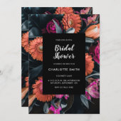 Modern Dark Floral Vrijgezellenfeest Kaart (Voorkant / Achterkant)