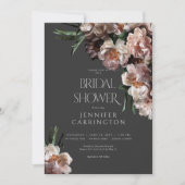Modern Dark Flower Blossoms Zwart Vrijgezellenfees Kaart (Voorkant)