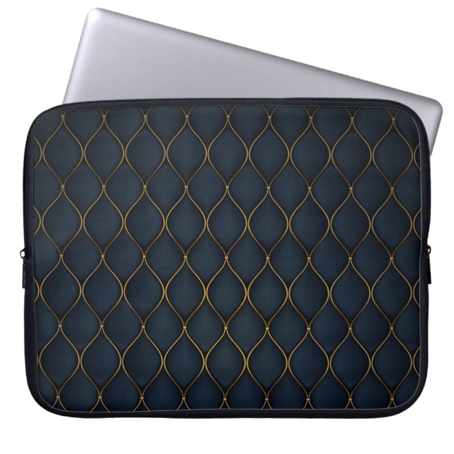 Modern Dark-Gold Moroccan Pattern Laptop Sleeve (Voorkant)