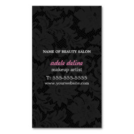 Modern Dark Gray Lace Makeup Artist Visitekaartje Magneet