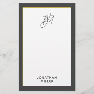 Modern Dark Gray Monogram Briefpapier