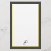 Modern Dark Gray Monogram Briefpapier (Achterkant)