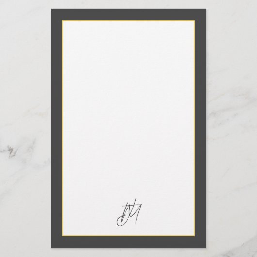 Modern Dark Gray Monogram Briefpapier (Achterkant)