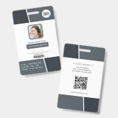 Modern Dark Gray Professional Employee Photo ID Badge (Voor- en achterkant)