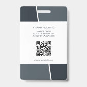 Modern Dark Gray Professional Employee Photo ID Badge (Achterkant)