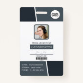 Modern Dark Gray Professional Employee Photo ID Badge (Voorkant)