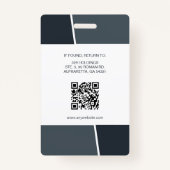 Modern Dark Gray Professional Employee Photo ID Badge (Achterkant)
