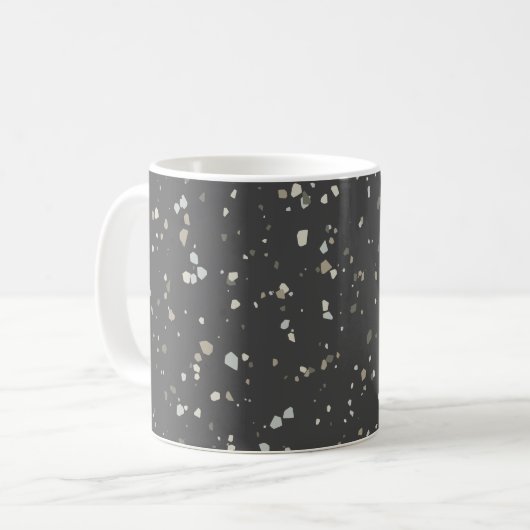 Modern Dark Gray Terrazzo Koffiemok (Voorkant links)
