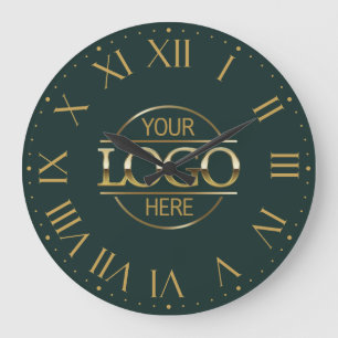 Modern Dark Green Branded Bedrijf Business Logo Grote Klok