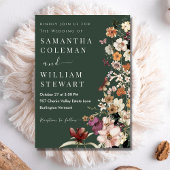 Modern Dark Green Rustic Boho Wildflower Wedding Kaart
