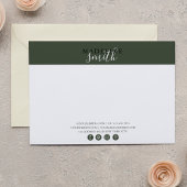 Modern Dark Green Script Flat Note Card Notitiekaartje