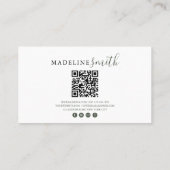 Modern Dark Green Script QR code Visitekaartje (Achterkant)