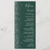 Modern Dark Green Silver Glitter Edge Wedding Menu (Voorkant)