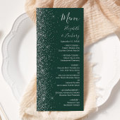 Modern Dark Green Silver Glitter Edge Wedding Menu