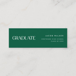 Modern Dark Green Striped Graduation Name Card Mini Visitekaartje
