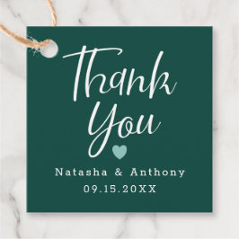 Modern Dark Green Three Hearts Wedding Thank You Bedankjes Labels