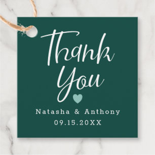 Modern Dark Green Three Hearts Wedding Thank You Bedankjes Labels