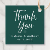 Modern Dark Green Three Hearts Wedding Thank You Bedankjes Labels (Achterkant)