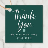 Modern Dark Green Three Hearts Wedding Thank You Bedankjes Labels (Voorkant)