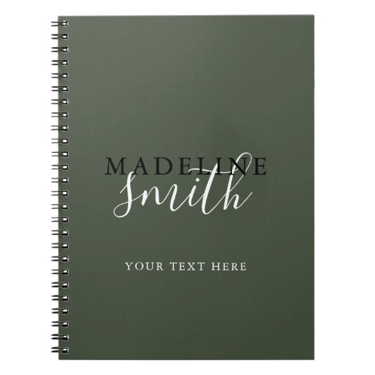 Modern Dark Green Typography Script Notitieboek (Voorkant)