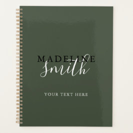 Modern Dark Green Typography Script Planner