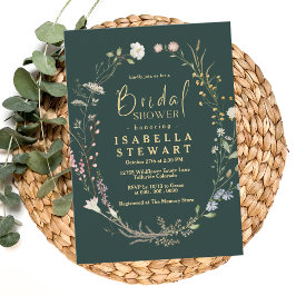 Modern Dark Green Wildflower Boho Vrijgezellenfees Kaart