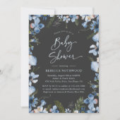 Modern Dark Grey Dusty Blue Boy Baby shower Kaart (Voorkant)