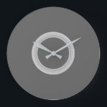 Modern Dark Grey Grote Klok<br><div class="desc">Moderne donkergrijze wandklok met licht grijs geometrisch cirkelpatroon.</div>