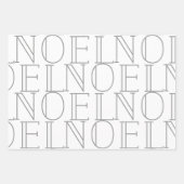 Modern Dark Grey NOEL Merry Kerstry Inpakpapier Vel (Voorkant)