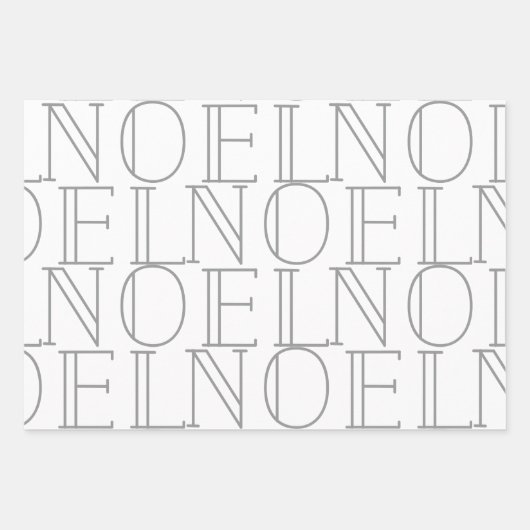 Modern Dark Grey NOEL Merry Kerstry Inpakpapier Vel (Voorkant)