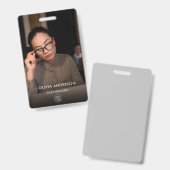 Modern Dark Large Photo Employee ID Badge (Voor- en achterkant)