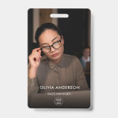 Modern Dark Large Photo Employee ID Badge (Voorzijde)