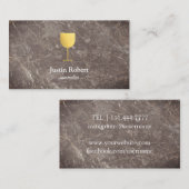 Modern Dark Marble Wine Bartender Sommelier Busine Visitekaartje (Voorkant / Achterkant)