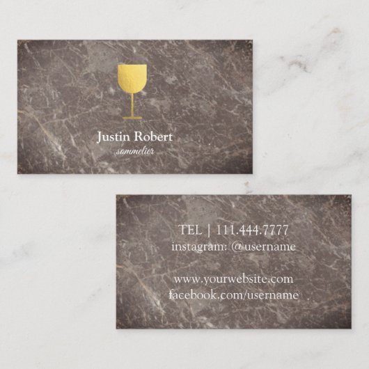 Modern Dark Marble Wine Bartender Sommelier Busine Visitekaartje (Voorkant / Achterkant)