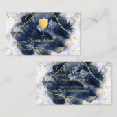 Modern Dark Marble Wine Bartender Sommelier Busine Visitekaartje (Voorkant / Achterkant)