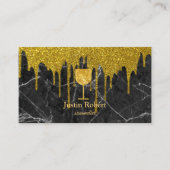 Modern Dark Marble Wine Bartender Sommelier Drip Visitekaartje (Voorkant)