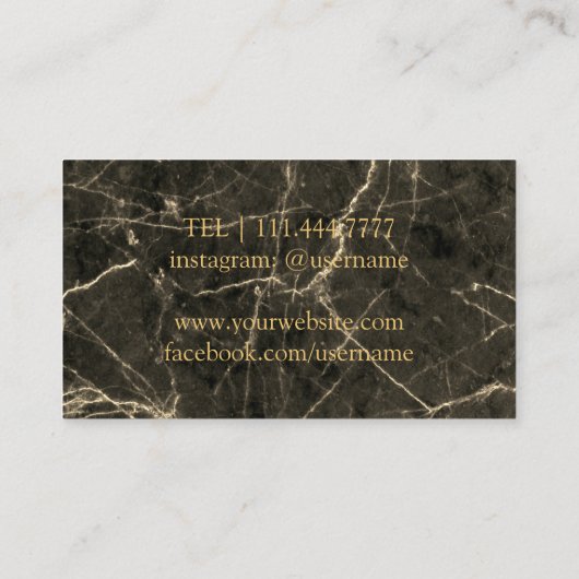 Modern Dark Marble Wine Bartender Sommelier Visitekaartje (Achterkant)